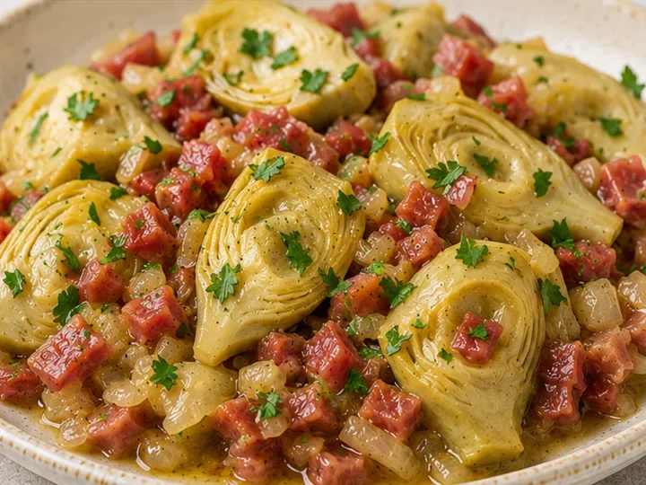 Corazones de Alcachofa con Jamón Serrano