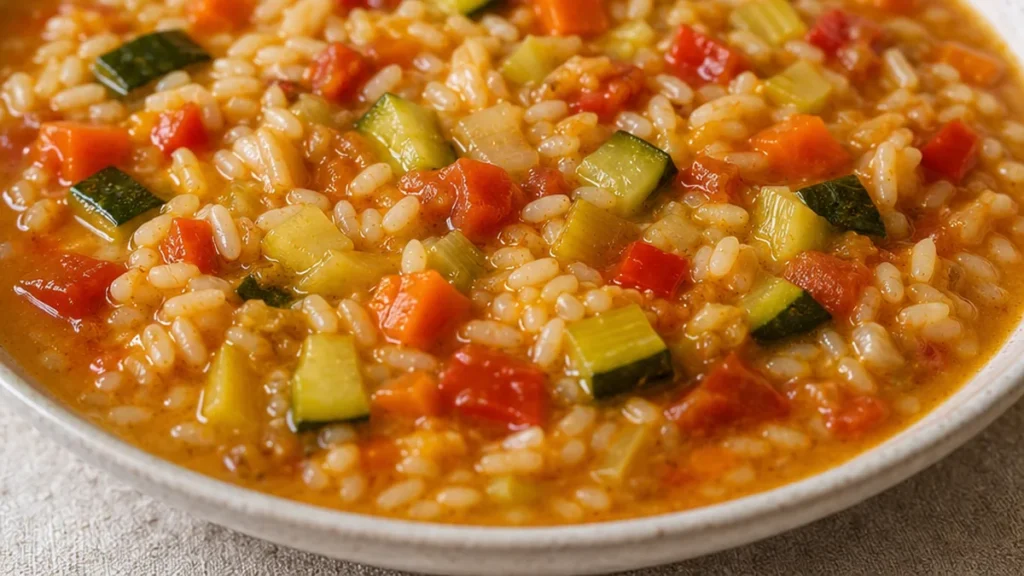 Arroz Caldoso con Verduras: ¡Explosión de Sabor Casero! Arroz caldoso: prepara este plato reconfortante y lleno de verduras frescas. Saborea la tradición en cad
