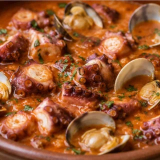 Cazuela de Pulpo y Almejas: Mar y Tierra - cazuela pulpo