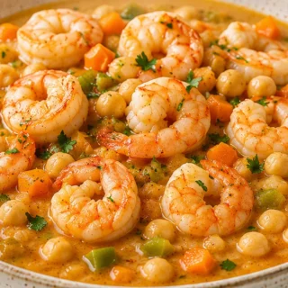 Langostinos Cremosos con Garbanzos: ¡Un Festín Casero! - garbanzos langostinos