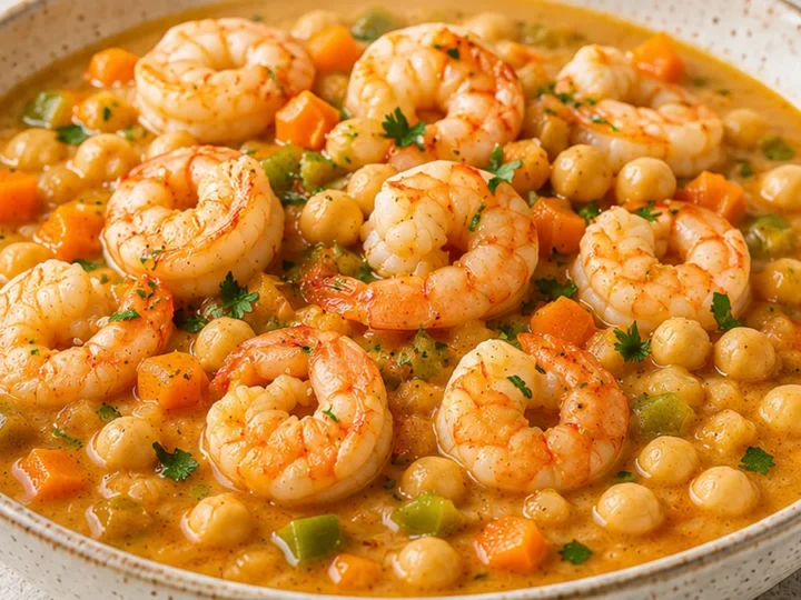 Langostinos Cremosos con Garbanzos: ¡Un Festín Casero!
