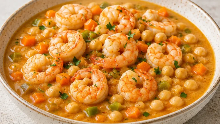 Langostinos Cremosos con Garbanzos: ¡Un Festín Casero!