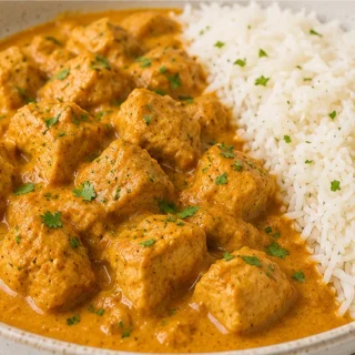 Pollo al Curry Cremoso con Arroz Basmati - pollo curry
