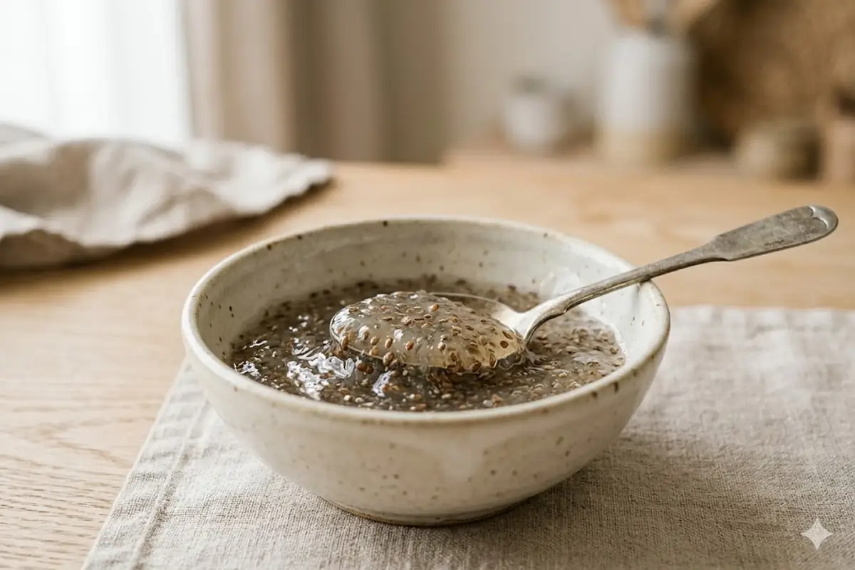 Huevo de linaza para ligar la masa Gel de linaza molida con agua usado como sustituto del huevo para ligar masas de reposteria