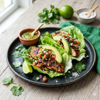 Tacos Fit, tacos bajos en carbohidratos de nopal con proteína, aguacate y salsa