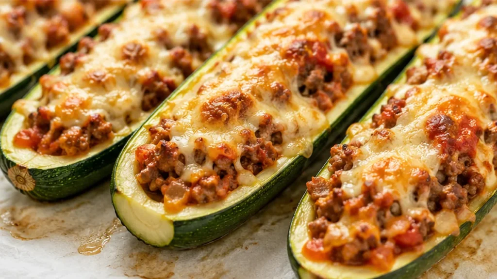 Calabacines Rellenos de Carne y Queso - Calabacines rellenos: prepara esta receta saludable y casera con carne picada y queso gratinado. Ideal para una cena nut