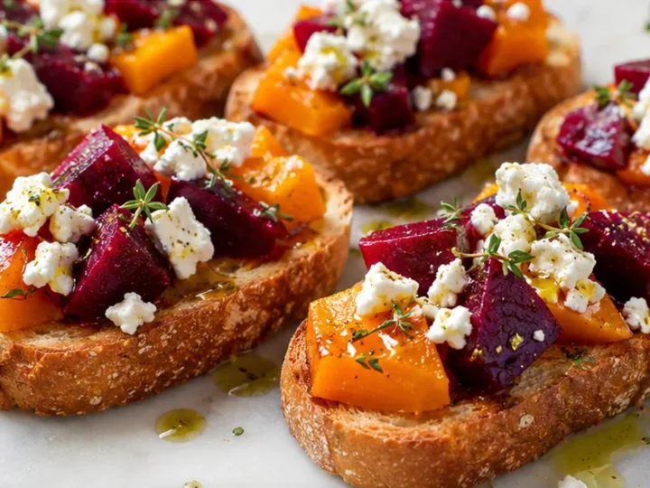 Canapés de Calabaza, Feta y Remolacha