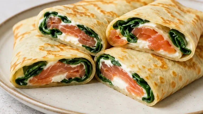 Crepas Saladas de Salmón y Espinacas