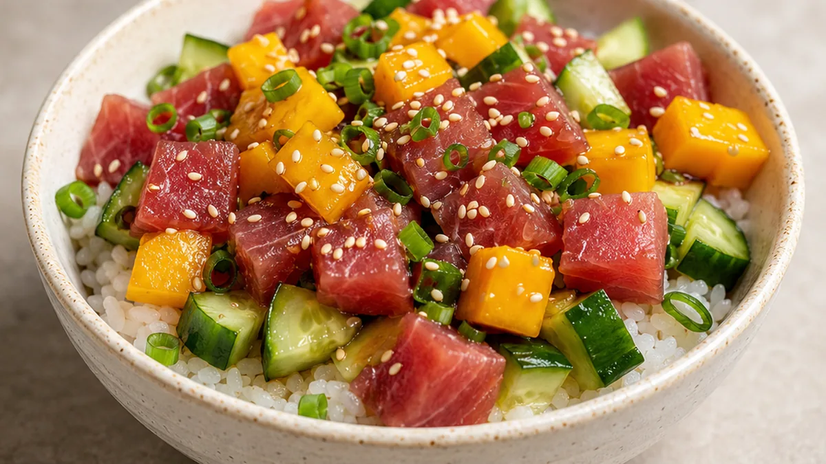 Poke de Atún Casero: Frescura Hawaiana - poke atún - Poke atún: prepara esta receta hawaiana original en menos de 40 minutos. Saborea la frescura del atún con m