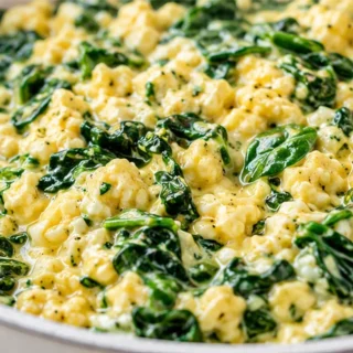 Revuelto de Espinacas Cremoso y Rápido - revuelto espinacas - Revuelto espinacas: prepara este plato fácil y nutritivo en minutos. Ideal para un desayuno o cena