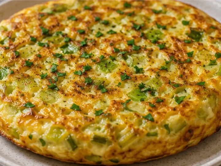 Tortilla de Puerros Cremosa y Fácil