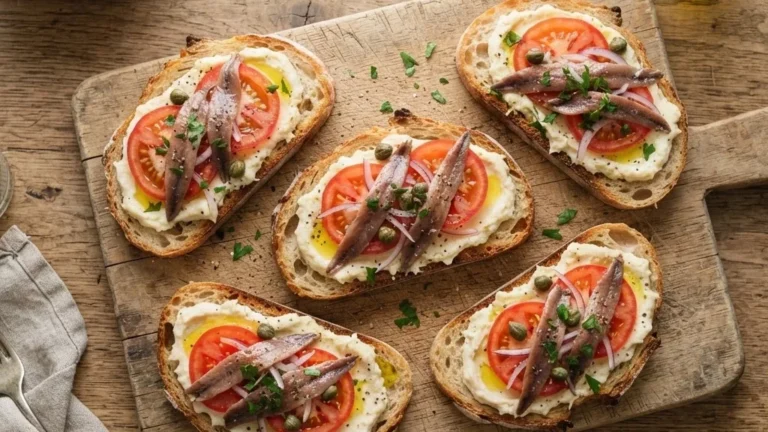 Tosta Mediterránea de Bacalao y Anchoas
