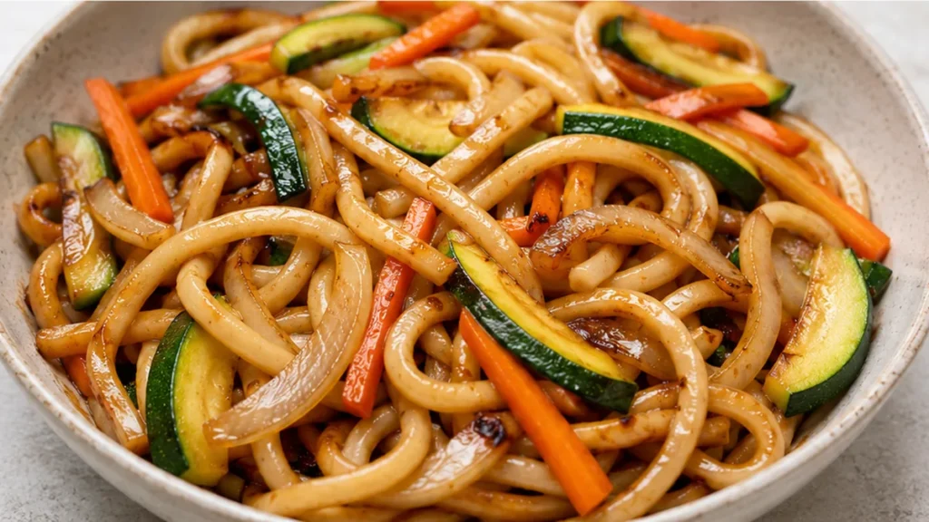 Yaki Udon con Vegetales: ¡Sabor umami! Yaki udon: prepara esta receta saludable de fideos con vegetales. Una opción rápida y deliciosa para una cena llena de sa