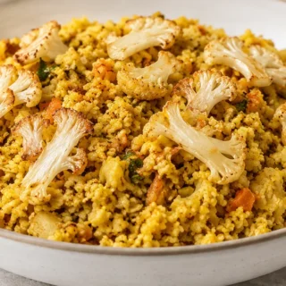 Arroz de Coliflor: Cena Saludable y Deliciosa - arroz coliflor - Arroz coliflor: prepara esta receta fácil y saludable con Garam Masala. Disfruta una alternativ