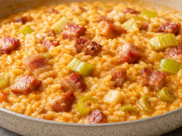 Arroz Cremoso con Panceta y Puerros: ¡Sabor Irresistible!