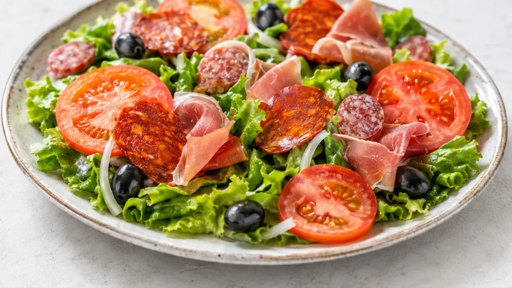 Ensalada Catalana Fresca y Vibrante - Ensalada Catalana: prepara esta receta tradicional con lechuga, tomate, cebolla y una selección de embutidos españoles. Id