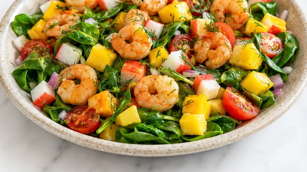 Ensalada de Marisco y Mango Fresca - ensalada marisco - Ensalada marisco: prepara esta receta vibrante con mango en minutos. Perfecta para un almuerzo ligero o