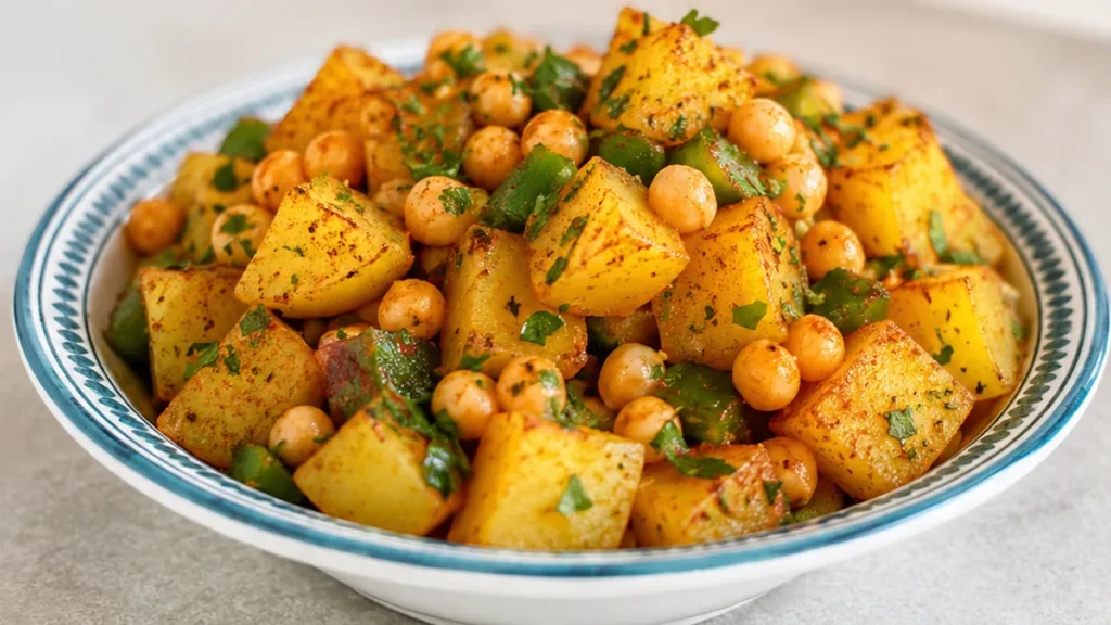 Ensalada de Patata y Garbanzos Especiados - ensalada patata - Ensalada patata: prepara esta receta deliciosa y nutritiva. Una opción ideal para una cena rápida