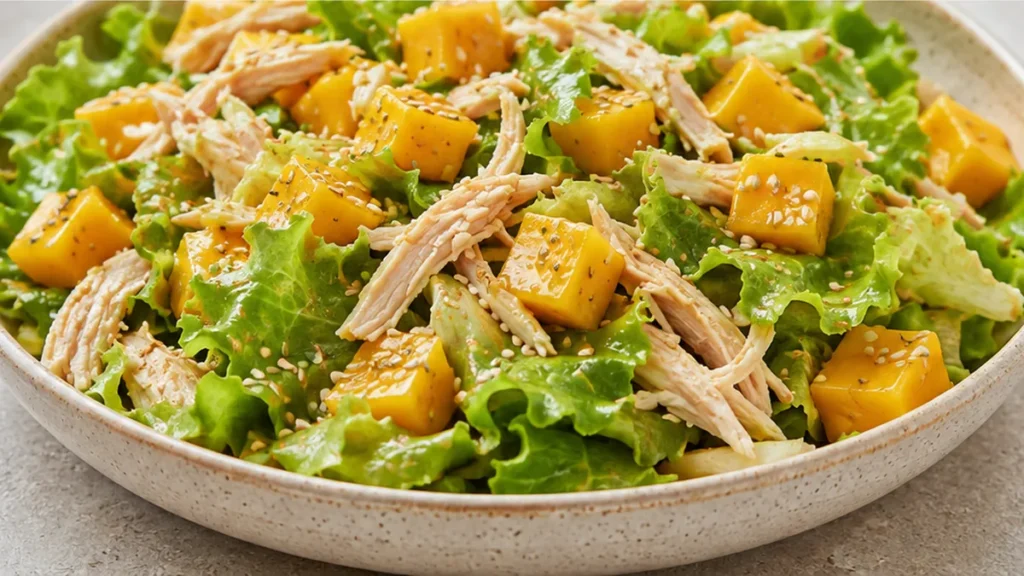 Ensalada de Pollo y Mango: ¡Frescura que Enamora! - ensalada pollo - Ensalada Pollo y Mango: prepara esta receta vibrante y saludable. Descubre una mezcla perfe