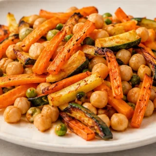 Garbanzos con Verduras en Air Fryer - garbanzos verduras - Garbanzos verduras: prepara esta receta en freidora de aire. Una cena saludable y deliciosa con un to