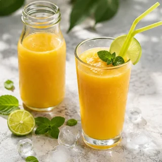 Smoothie Tropical: Mango, Piña y Lima - Smoothie tropical: saborea esta bebida refrescante de mango, piña y lima. Perfecta para un impulso de energía, lista en