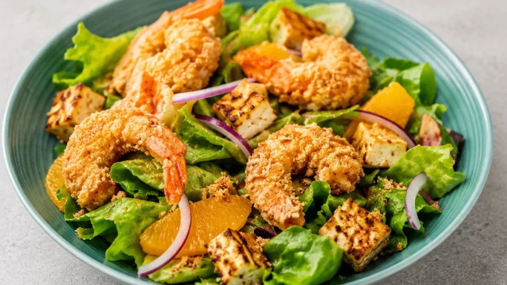 Ensalada de Camarones Crujientes con Queso