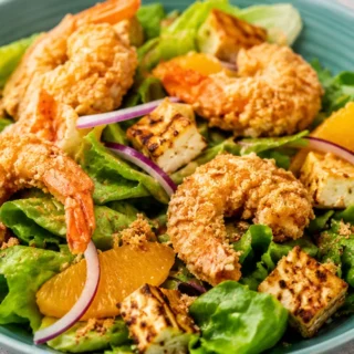 Ensalada de Camarones Crujientes con Queso