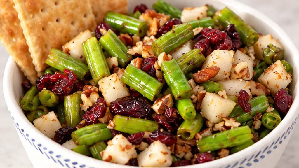 Ensalada de Ejotes Asados con Pera - ensalada ejotes - Ensalada Ejotes: saborea esta versión fresca y diferente con ejotes asados, pera dulce y nueces crujiente