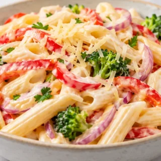 Ensalada de Pasta Cremosa con Verduras