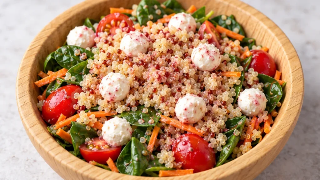 Ensalada de Quinoa y Espinaca Fresca