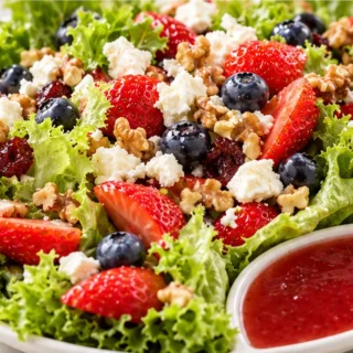 Ensalada Fresca con Queso de Cabra y Frutos Rojos