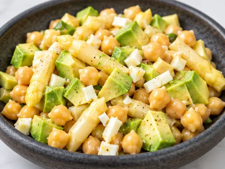Ensalada Viral: Aguacate, Garbanzos y Espárragos