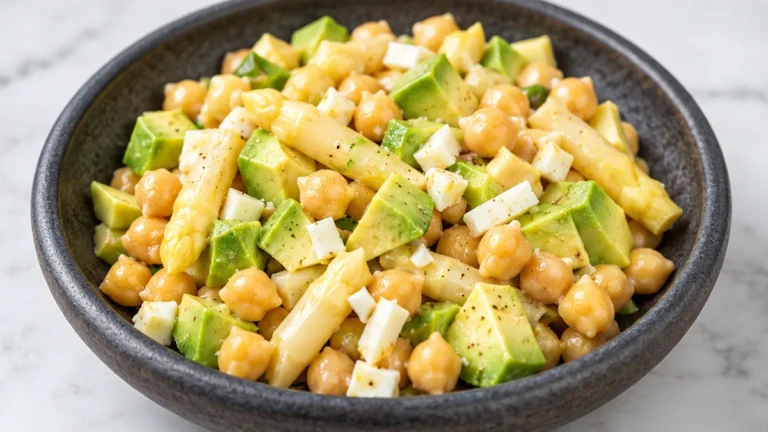 Ensalada Viral: Aguacate, Garbanzos y Espárragos