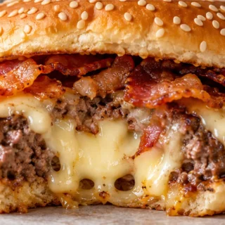 Hamburguesa Rellena Jugosa con Queso y Tocino
