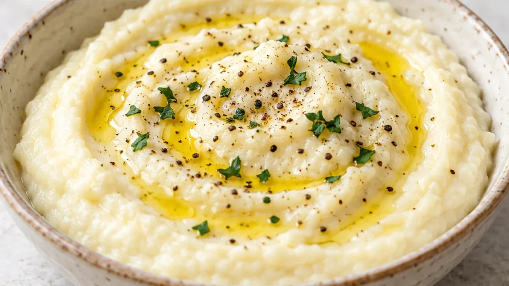 Puré de Coliflor: Cremoso, Ligero y Lleno de Sabor - puré coliflor - Puré coliflor: prepara este acompañamiento cremoso y ligero en minutos. Ideal para una comi