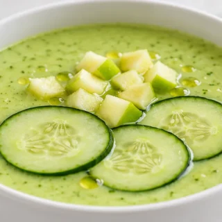 Sopa Fría de Pepino y Manzana Refrescante - Sopa fría: prepara esta refrescante receta de pepino y manzana. Ideal para el calor, ligera y llena de sabor para tu